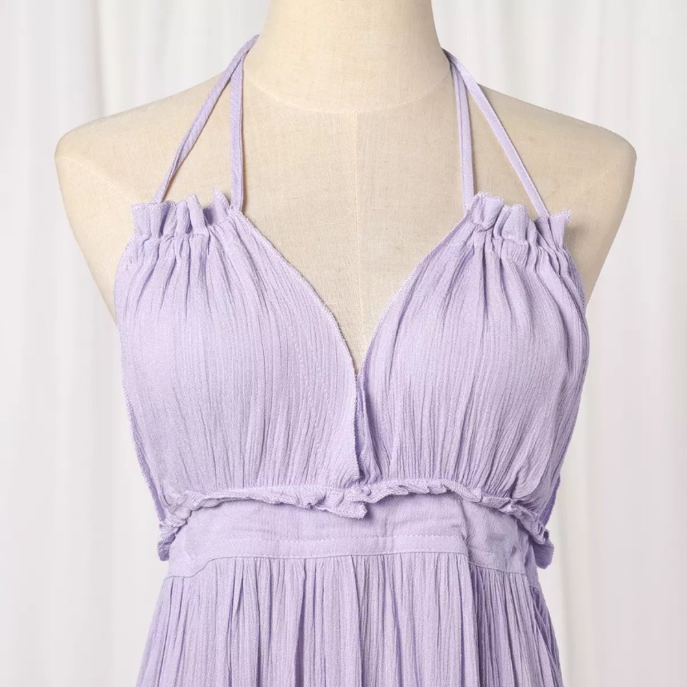 SOLD OUT Lavender Swiss Dot Mesh Halter Mini Dress - Picture 4 of 7